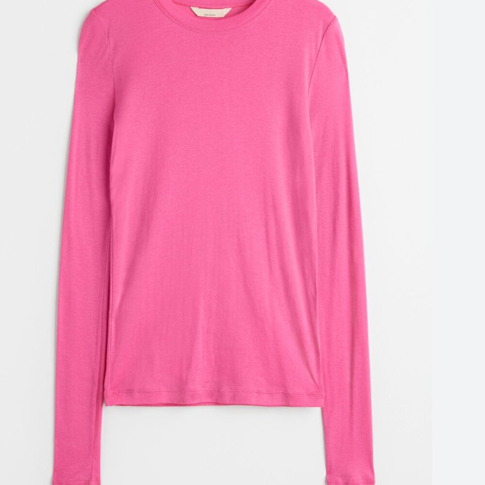 H&M hot pink long sleeved top - size S - good condition